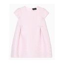 Short sleeve pink dress for girls by Armani Baby, featuring bows at the waist and a textured fabric design.