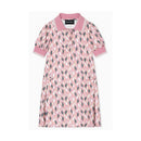 Collared pink dress for girls by Armani Baby, featuring a geometric pattern and short puff sleeves.