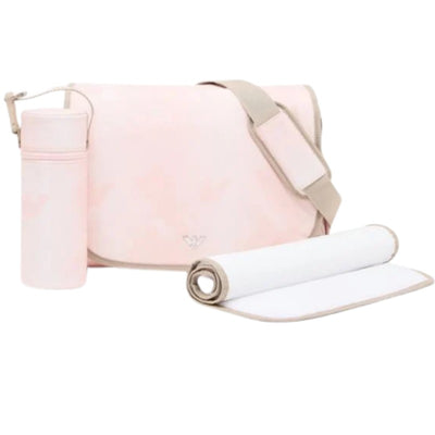 Armani Baby peach mummy bag changing bag set with matching bottle and changing mat