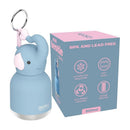 Stainless steel bottle with a silicone elephant head, includes packaging highlighting features like BPA-free and 24-hour insulation.