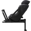 Axkid ONE 3 Extended Rear-Facing Car Seat in Arctic Mist Grey, shown at a side angle with adjustable recline feature.