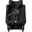 Axkid ONE 3 Extended Rear-Facing Car Seat in Coastal Storm Black, featuring adjustable harness and safety buckle.