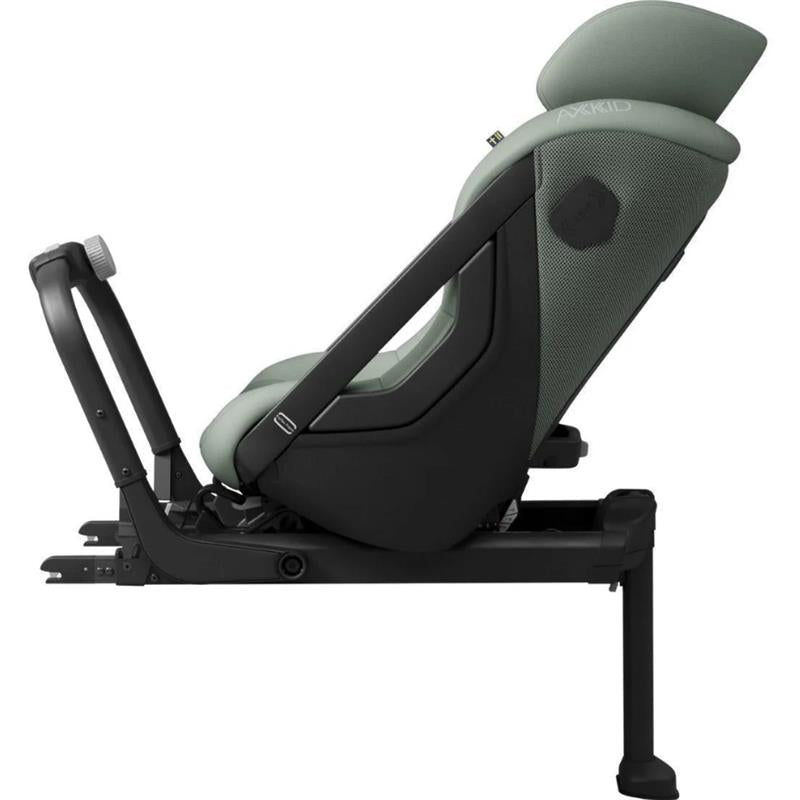 Axkid ONE 3 Extended Rear-Facing Car Seat in Nordic Bloom Green, featuring a sleek design with adjustable support and safety features.