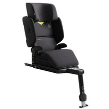 High back booster car seat with adjustable headrest and armrests, in Arctic Mist Grey color, designed for child safety.