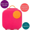 B.box Mini Lunchbox in Strawberry Shake color, with an easy-carry handle, circle seal for fruit, and 1 L capacity.