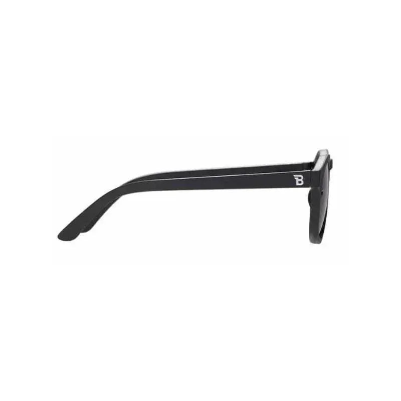 Jet black keyhole kids sunglasses featuring a sleek design, ideal for ages 3-5 years.