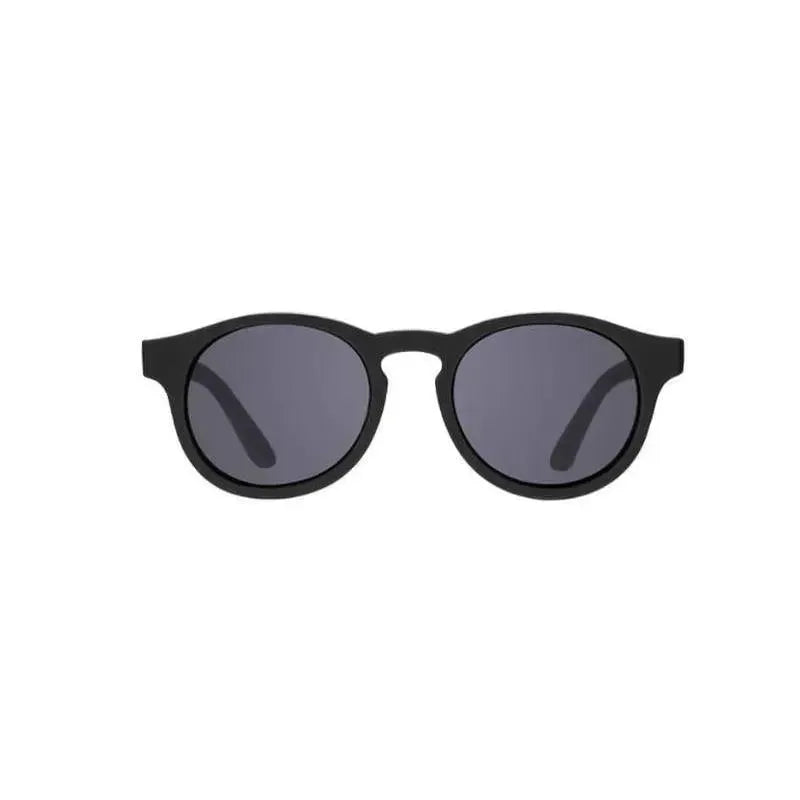 Jet Black Keyhole Kids Sunglasses by Babiators, designed for children aged 3-5, with dark lenses and a stylish frame.