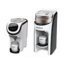 Baby Brezza Formula Pro Mini, compact formula maker featuring a sleek design, dispensing freshly mixed formula efficiently.