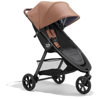 Baby Jogger City Mini GT3 All Terrain Stroller in Sierra Sand with a large canopy and spacious seating.