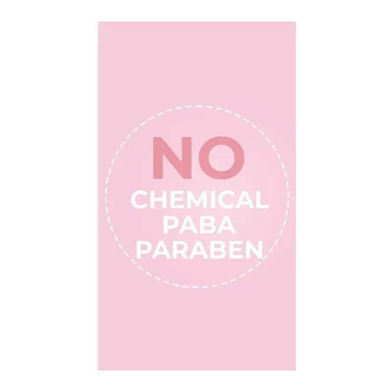 No chemical PABA paraben label on a pink background, emphasizing ingredients in Baby Jolie - Baby 2 In 1 Hair And Body Wash.