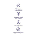 All natural ingredients, safe for mom and babies, cruelty-free, and hypoallergenic features of Baby Jolie Mom Care Comfort Legs.