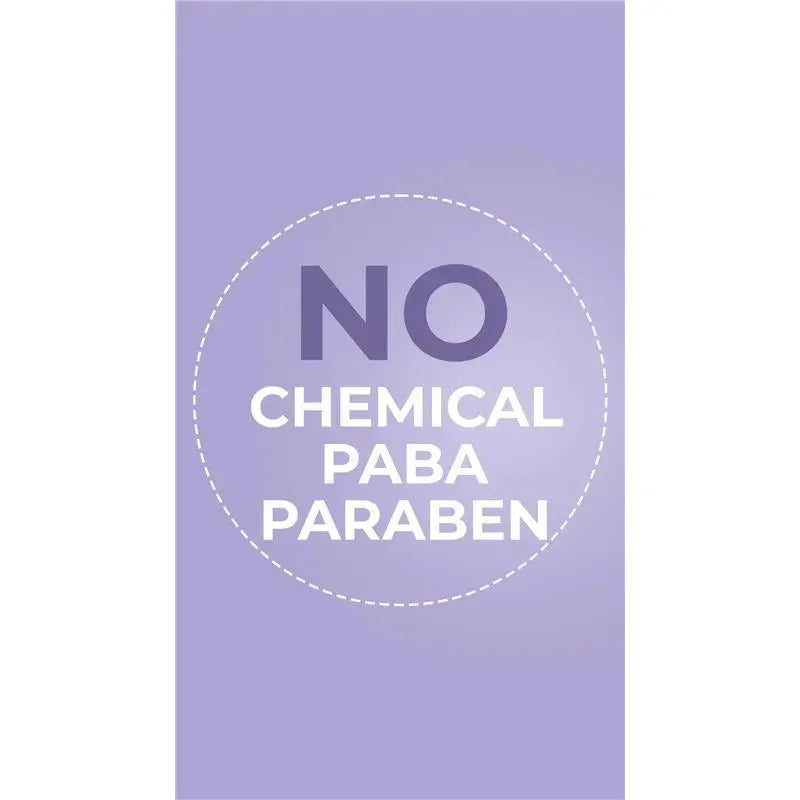 No chemical PABA paraben label on lavender background, emphasizing safety for Baby Jolie Mom Care Comfort Legs product.