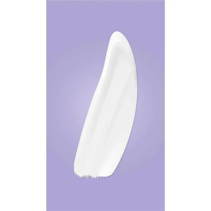 White cream with a smooth texture on a pale purple background, labeled as Baby Jolie Mom Care Comfort Legs 6 oz/170g.