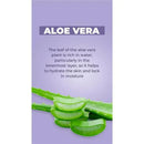 Aloe vera leaves with a description highlighting their moisturizing properties for skin care.