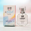 Baby Jolie - Le Bebe Baby Perfume in a clear bottle beside a colorful box, highlighting its alcohol-free formula.
