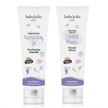 Moisturizing and stretch marks triple bundle from Baby Jolie, featuring restructuring gel and stretch mark lotion.