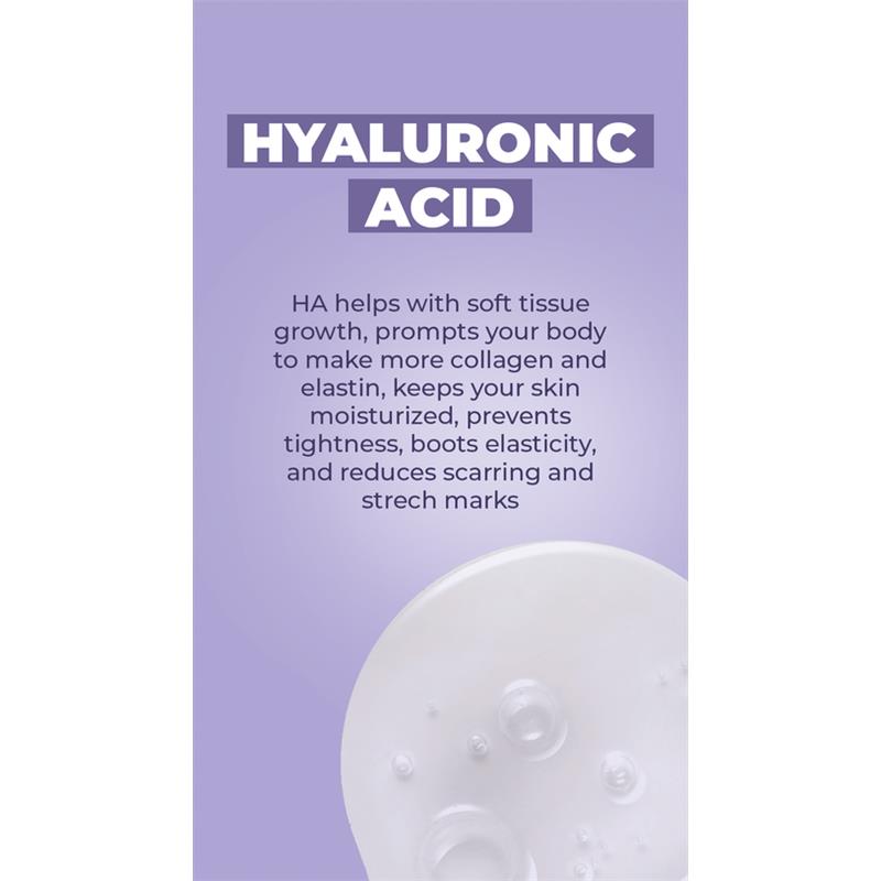 Hyaluronic Acid benefits, highlighting its role in collagen production and skin hydration.