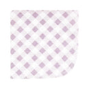 Flannel washcloth in purple with a delicate dainty floral pattern, perfect for baby care.