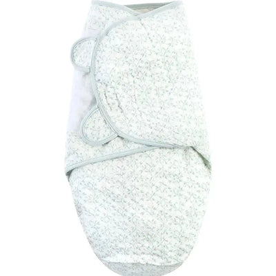 Quilted cotton swaddle wrap featuring a light green floral pattern, designed for babies by Hudson Baby.