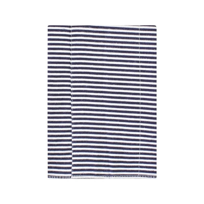 Flannel burp cloth from Baby Vision in navy and white stripes, designed for keeping babies clean during feeding.