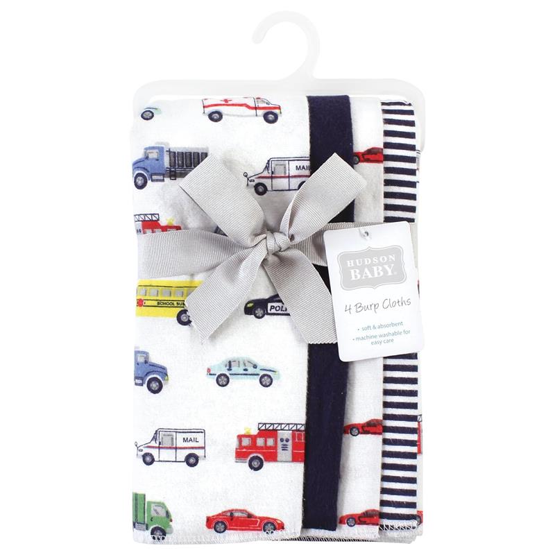 Baby Vision - 4Pk Flannel Burp Cloth, Going Places Image 6