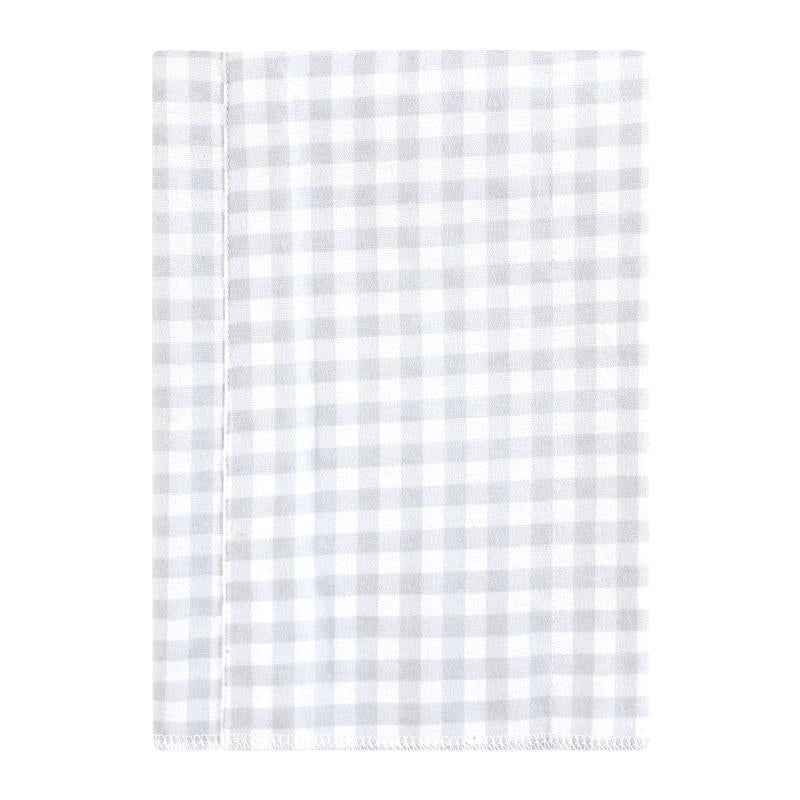 Flannel burp cloth in grey and white gingham pattern, part of the Baby Vision 4Pk Leafy Elephant set.