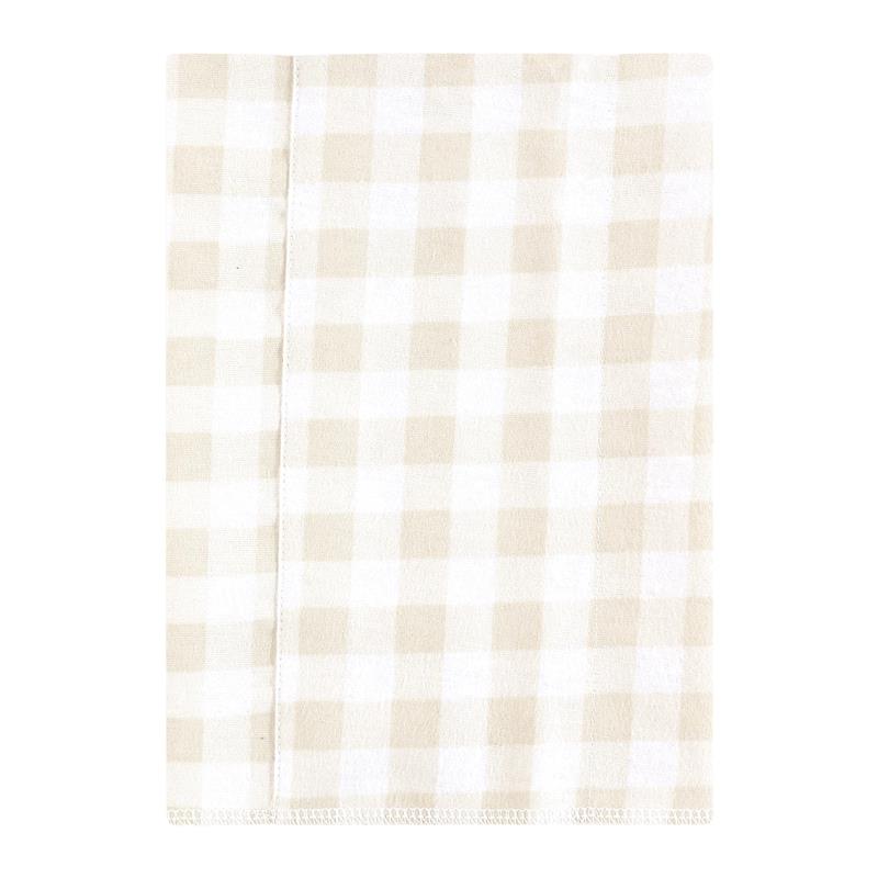 Neutral beige and white checkered cotton flannel burp cloth from Hudson Baby, designed for unisex baby use.
