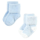 Unisex baby cotton rich socks in blue, featuring a solid and striped design, suitable for newborns aged 12 to 24 months.