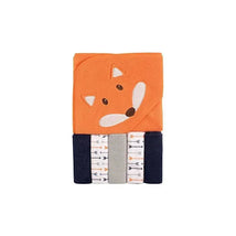 Baby Vision - Hooded Towel & 5 Washcloths Set, Boy Fox Image 1