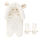 Baby Vision Hudson Baby unisex car seat insert and strap covers in lamb design, featuring plush white material and cute ears.