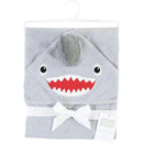 Hooded towel featuring a cute shark face design, made of soft cotton, ideal for drying babies after bath time.