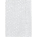 Cotton flannel burp cloth with a polka dot pattern in white on a light background, part of a four-pack set.