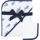Baby Vision - Hudson Baby Unisex Baby Cotton Hooded Towel and Washcloth, Whale Image 1