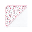 Hooded baby towel with a floral pink elephant pattern, cotton-rich material, one size, ideal for bath time.