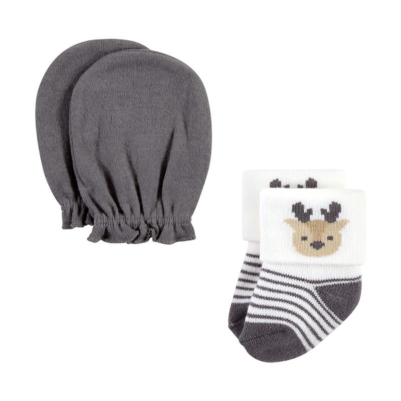 Baby Vision - Hudson Baby Unisex Baby Socks and Mittens Set, Woodland Boy, 0/6M Image 5