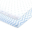 Baby Vision - Luvable Friends Unisex Baby Fitted Crib Sheet, Blue Chevron Stars Image 1