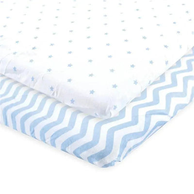 Baby Vision - Luvable Friends Unisex Baby Fitted Playard Sheet, Blue Chevron Stars Image 1