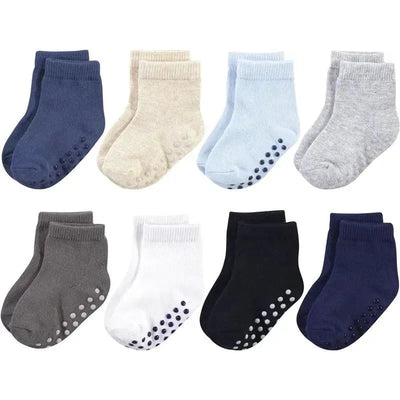 Baby Vision - Touched by Nature Baby Girls' Organic Cotton Socks, Solid Black Blue, 12-24M, 8Pk Image 1