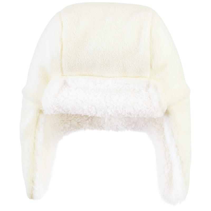 Baby Vision Trapper Hat in cream color featuring soft fleece material and plush lining for warmth.