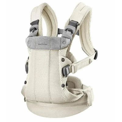 BabyBjorn Baby Carrier Harmony in cream color, featuring a breathable 3D mesh design and adjustable straps for comfort.