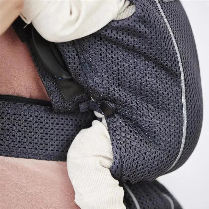 Babybjorn Baby Carrier Mini in anthracite 3D mesh, showcasing breathable fabric and adjustable straps for comfort.