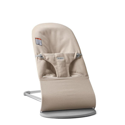 Babybjorn Bouncer Bliss in Light Beige, featuring a soft woven fabric and a supportive seat design for infants.