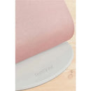 Bouncer Bliss by Babybjorn in dusty pink with a woven petal quilt design, featuring a gray base and brand logo.
