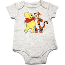 Light grey bodysuit featuring a colorful illustration of Winnie the Pooh and Tigger together.