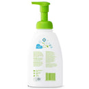 Babyganics Foaming Dish + Bottle Soap, 16oz, fragrance-free bottle with green pump, featuring ingredient information and directions.