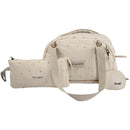 Doudoune changing bag by Bbluv in cotton, featuring a cream-colored design with gold dots and multiple pouches.