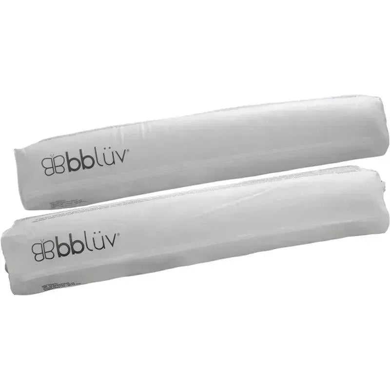 Inflatable bed bumpers by bblüv in a soft white color, designed for child safety during sleep.