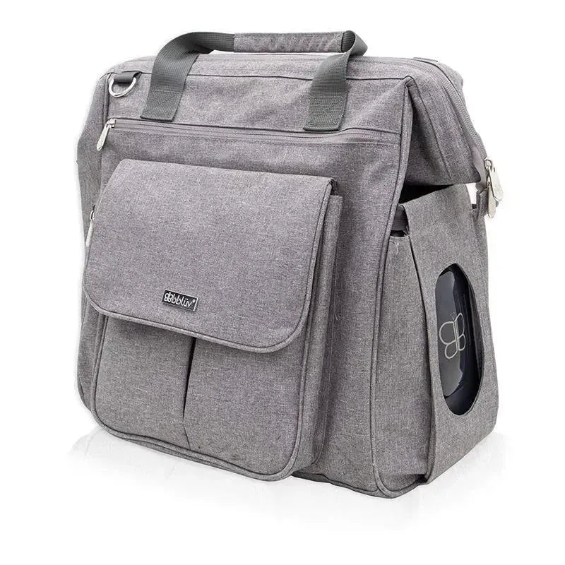 Charcoal Bbluv Metrö Complete Backpack Diaper Bag features multiple pockets and a sleek design ideal for parents.