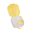 Mini lunch box for kids in lemon twist, featuring a yellow lid with compartments for organized meal packing.
