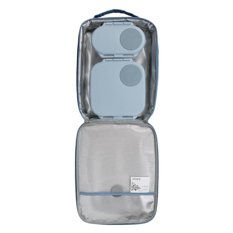 Bbox Chill Out Snack Box for kids, featuring two light blue containers in a zippered insulated pouch.